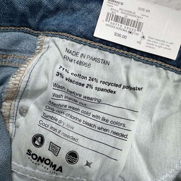 🤍🫧[ Sonoma ] Women’s 6R Curvy Straight High Rise Denim Jeans - Picture 10 of 11